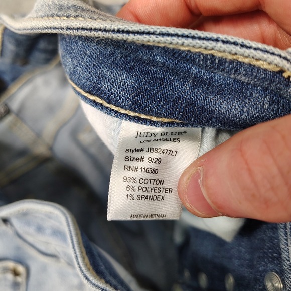 Judy Blue Jeans Womens 29 Blue Wide Leg Cropped Button Fly Medium‎ Stretch Denim - Picture 15 of 16